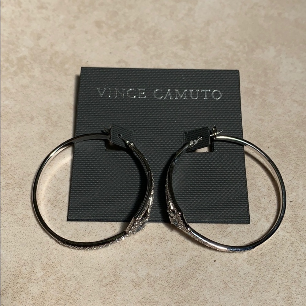 Vince Camino Pave Crystal Hoop Earrings